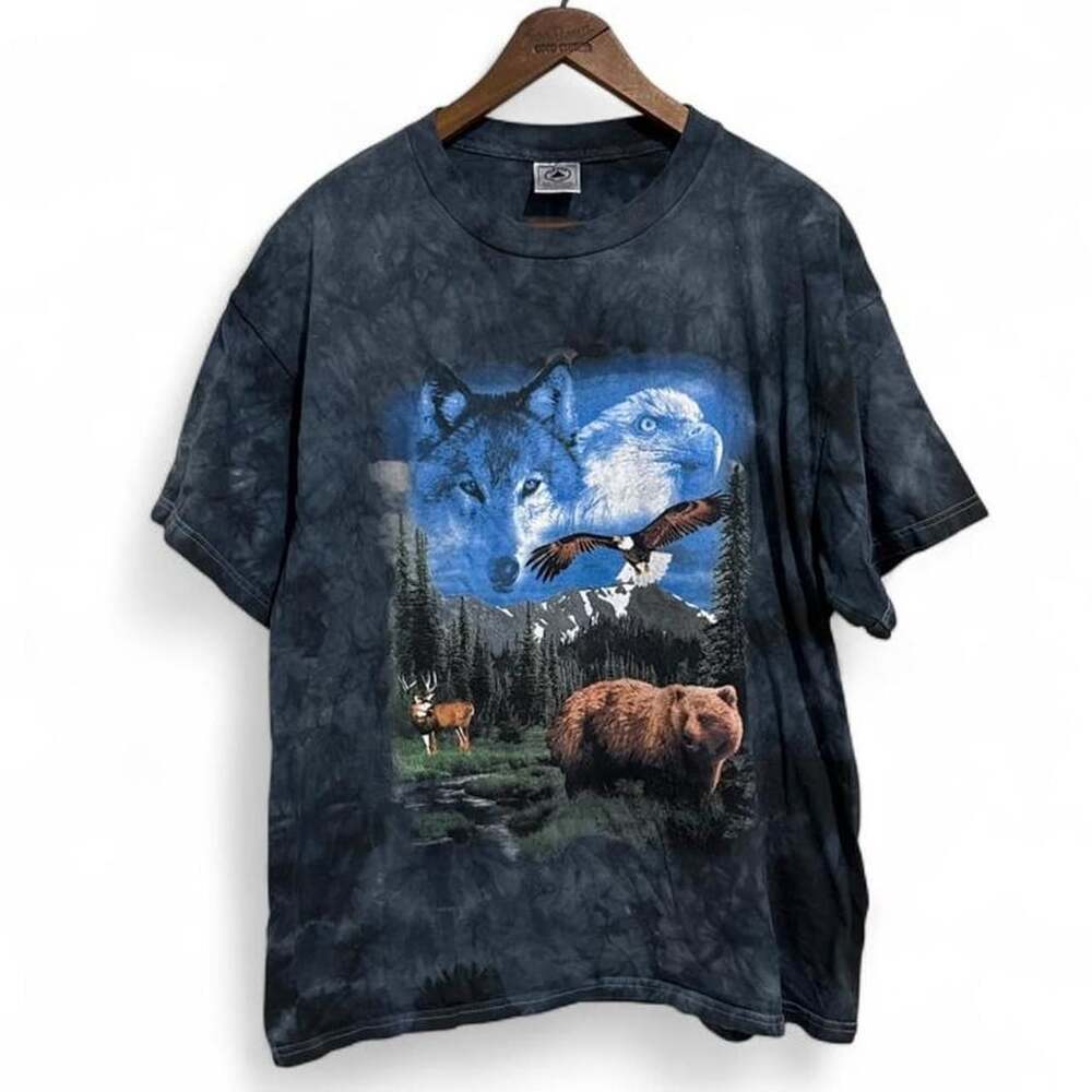 Delta Pro Weight Vintage Wildlife Graphic Tie-Dye T-Shirt